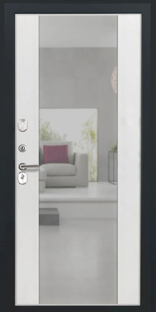 Входная дверь ДвериПРО Берген Алиса (16мм, ПВХ Ясень белый, зеркало) DPRO227570 внутренняя сторона